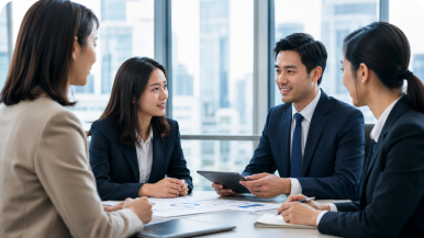 Team collaborating in an office